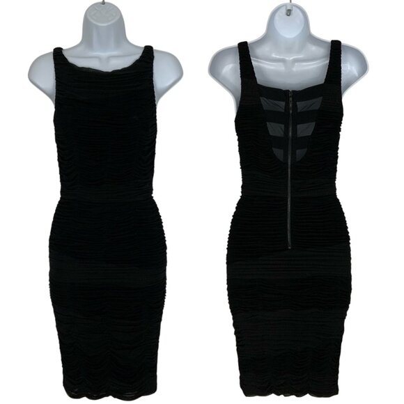 Alice + Olivia Tilly Sleeveless Ruched Dress S Black Mini Sleeveless Funeral - Picture 1 of 14